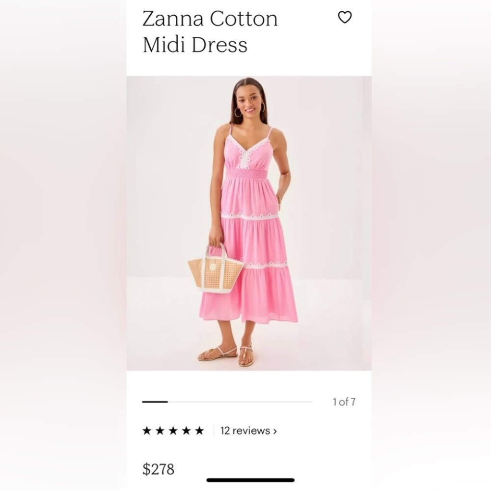 New! Lilly Pulitzer Zanna Cotton Midi Conch Shell Pink Size 10 $278 *NWT*